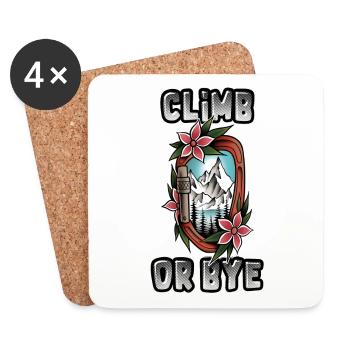 CLIMB OR BYE - Passion climbing & mountains - Coasters (set of 4) - white - Front