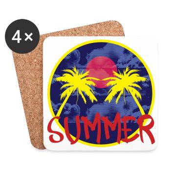 Summer under palm trees on the beach Summer holidays - Coasters (set of 4) - white - Front