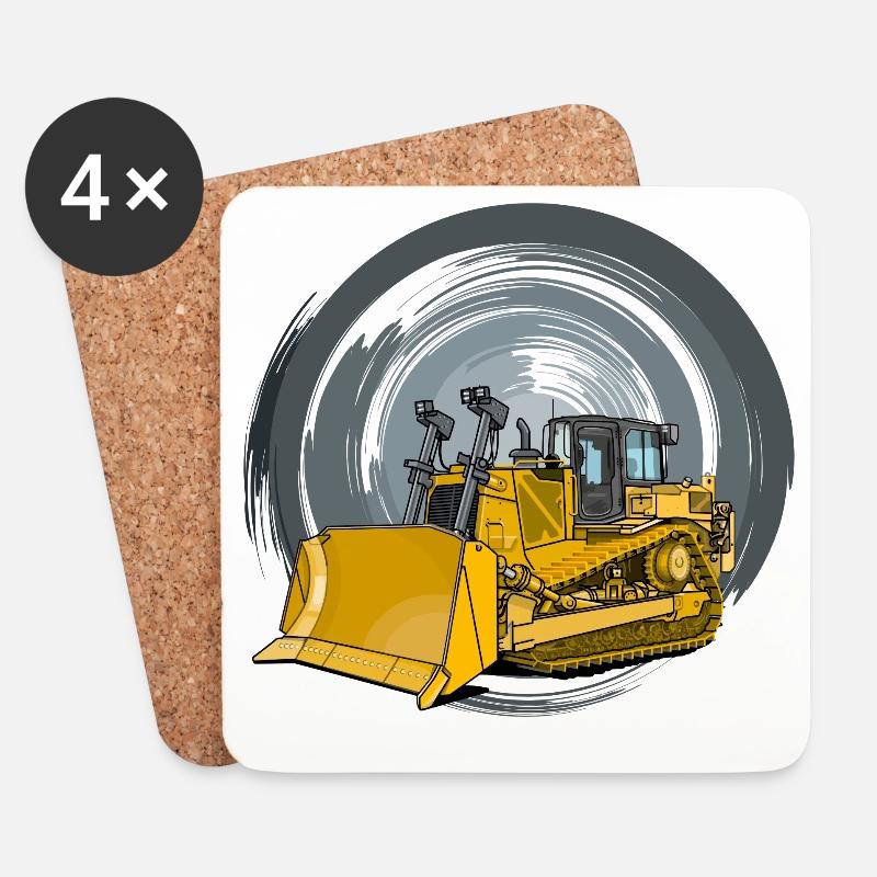 Bulldozer, Planierraupe, Kettenräumer - Untersetzer (4er-Set) - Weiß