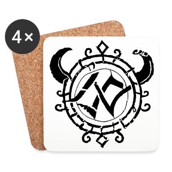 Symbol vikings avec corne, noir - Dessous de verre (lot de 4) - blanc - Devant