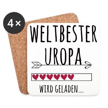 werdender Uropa Schwangerschaft Geschenk - Untersetzer (4er-Set) - Weiß - Vorne