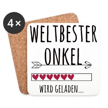 werdender Onkel Schwangerschaft Geschenk - Untersetzer (4er-Set) - Weiß - Vorne