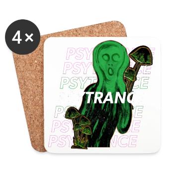 Le Cri - Psytrance trance trippy rave festival art - Dessous de verre (lot de 4) - blanc - Devant