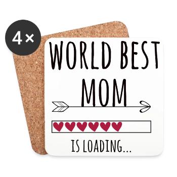 werdende world best Mama Schwangerschaft Geschenk - Untersetzer (4er-Set) - Weiß - Vorne
