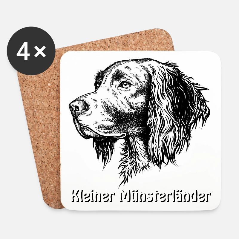 Kl. Münsterländer - Portrait - Untersetzer (4er-Set) - Weiß