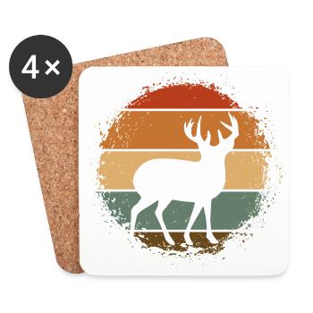 Cerf - Dessous de verre (lot de 4) - blanc - Devant