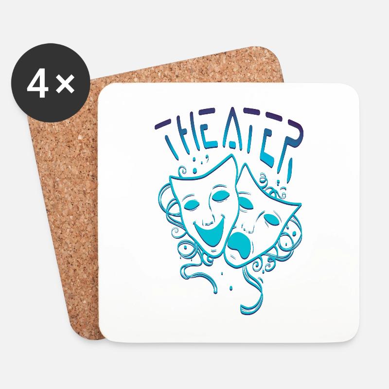 Theater - lineart Linework Theater Masken - Untersetzer (4er-Set) - Weiß