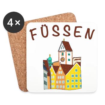 Füssen, vieille ville romantique, château, Bavière - Dessous de verre (lot de 4) - blanc - Devant