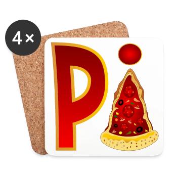 PIZZA MATHEMATIK - PI - Untersetzer (4er-Set) - Weiß - Vorne