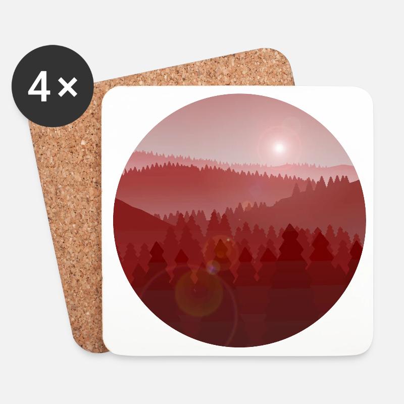 Sonnenuntergang im Kiefernwald - Untersetzer (4er-Set) - Weiß