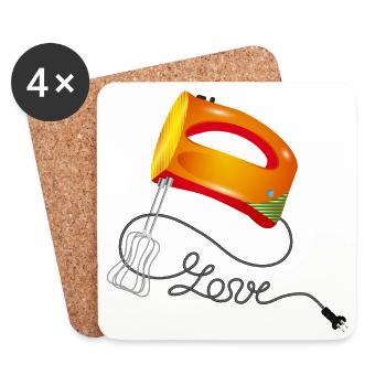 colorful hand mixer with a lot of love - Coasters (set of 4) - white - Front