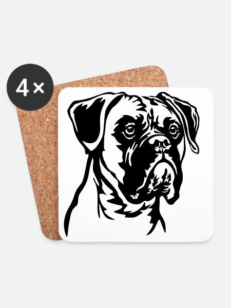Boxer Kopf - Untersetzer (4er-Set) - Weiß