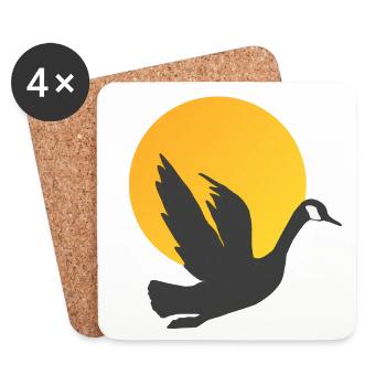 Gänsesilhouette Tagesanbruch, vogelmotiv unisex - Untersetzer (4er-Set) - Weiß - Vorne