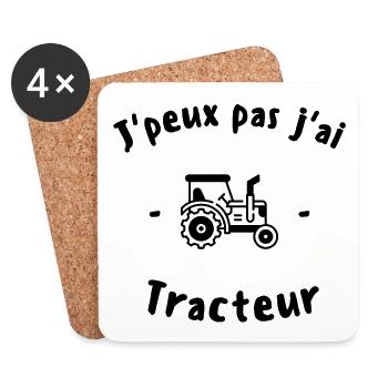Je peux pas j'ai tracteur - Dessous de verre (lot de 4) - blanc - Devant