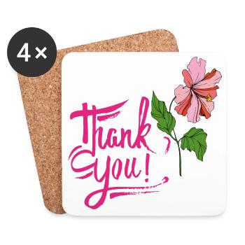 thank you, Danke - Untersetzer (4er-Set) - Weiß - Vorne