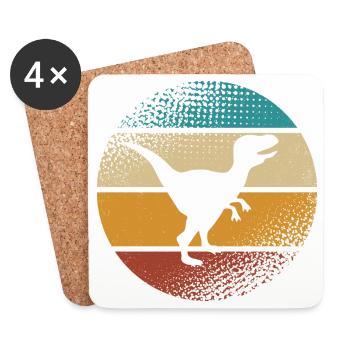 Velociraptor Dino Dinosaures - Dessous de verre (lot de 4) - blanc - Devant