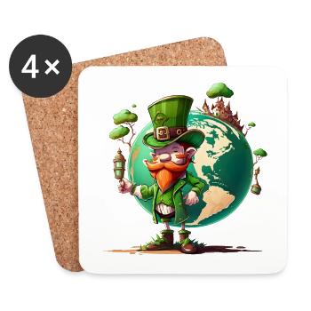 Leprechaun du Bonheur du Monde - Dessous de verre (lot de 4) - blanc - Devant