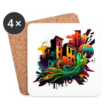 Urban Art im Graffiti-Stil 3 - Untersetzer (4er-Set) - Weiß - Vorne