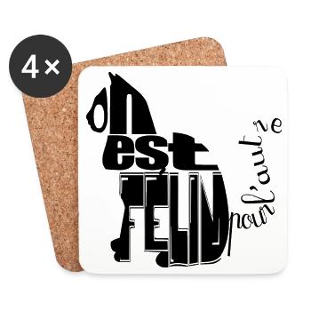 On est félin pour l'autre - Dessous de verre (lot de 4) - blanc - Devant