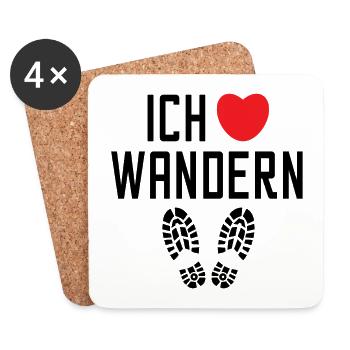 Herz Wanderer Statement Ich Liebe Wandern Klettern - Untersetzer (4er-Set) - Weiß - Vorne