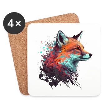 COOLER FUCHS / FOX / FUCHS KOPF / WATERCOLOR - Untersetzer (4er-Set) - Weiß - Vorne