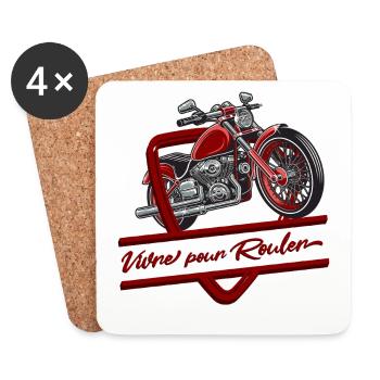 Live to Ride Vintage Motorcycle - Coasters (set of 4) - white - Front