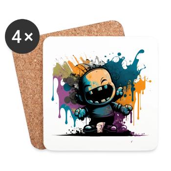 Ein von Street Art inspiriertes Bild - Untersetzer (4er-Set) - Weiß - Vorne