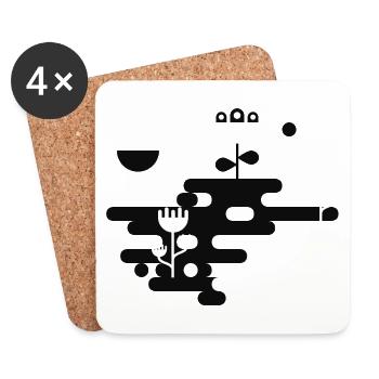 Le Blob Garden L Noir & Blanc - Dessous de verre (lot de 4) - blanc - Devant