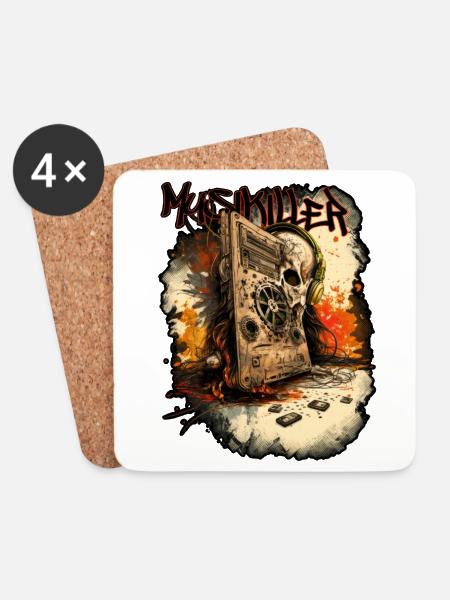 Musikkiller 01 - Untersetzer (4er-Set) - Weiß