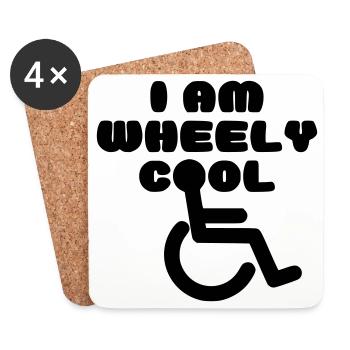 Je suis cool. Humour en fauteuil roulant * - Dessous de verre (lot de 4) - blanc - Devant
