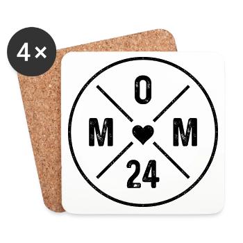 Mom 24 Mutter Nachwuchs Baby Ankündigung Mama 2024 - Untersetzer (4er-Set) - Weiß - Vorne