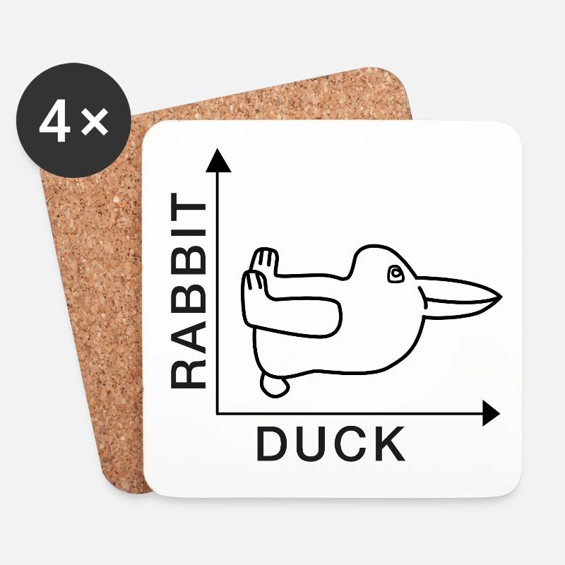 Rabbit - Duck - Nerdshirt - Untersetzer (4er-Set) - Weiß