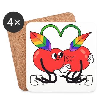 cerise, queer, cherry, hugging - Dessous de verre (lot de 4) - blanc - Devant