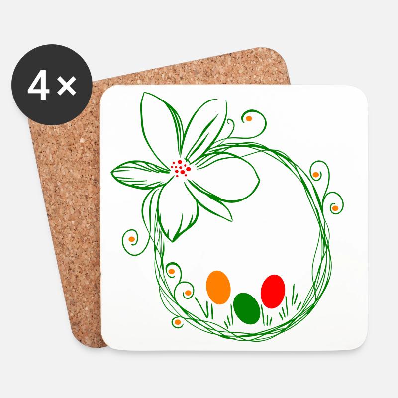 Osternest mit Ostereier - Untersetzer (4er-Set) - Weiß