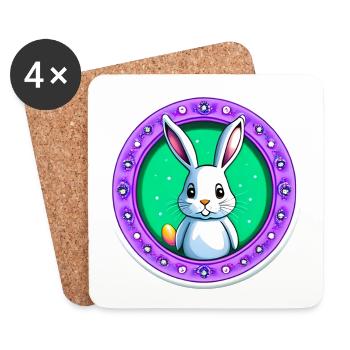 Super lapin de Pâques mignon - Dessous de verre (lot de 4) - blanc - Devant