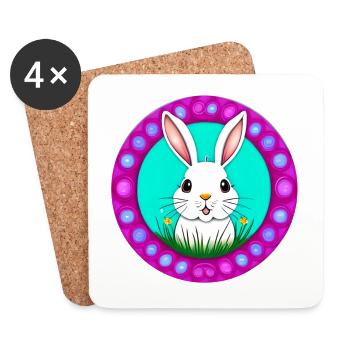 Pâques avec le lapin de Pâques - Dessous de verre (lot de 4) - blanc - Devant