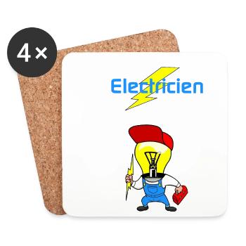 Electricien - Dessous de verre (lot de 4) - blanc - Devant