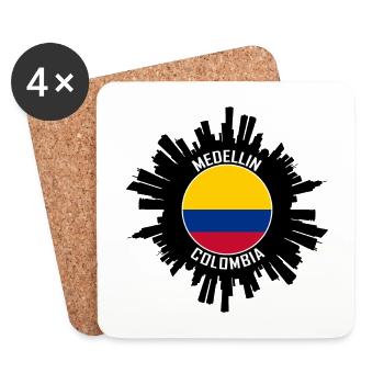 Medellin Skyline Kolumbien Flagge Reise Souvenir - Untersetzer (4er-Set) - Weiß - Vorne