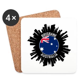 Brisbane Skyline Australien Flagge Reise Souvenir - Untersetzer (4er-Set) - Weiß - Vorne