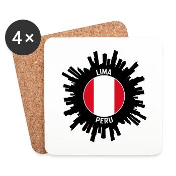 Lima Skyline Peru Flag Travel Souvenir - Coasters (set of 4) - white - Front