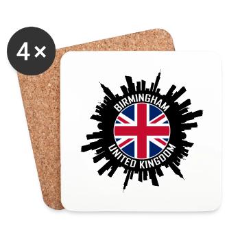 Birmingham Skyline Uk Flag Souvenir de voyage - Dessous de verre (lot de 4) - blanc - Devant