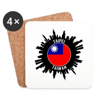 Taipei Skyline Taiwan Flag Souvenir de voyage - Dessous de verre (lot de 4) - blanc - Devant