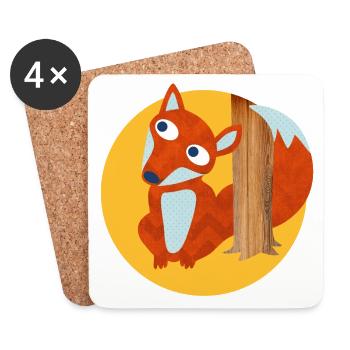 Fuchs Baumstamm Wald Kinderzimmer Comic Tierliebe - Untersetzer (4er-Set) - Weiß - Vorne