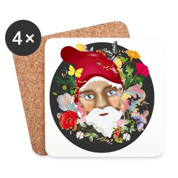 Die bunte Welt der Gartenzwerge voller Geheimnisse - Untersetzer (4er-Set) - Weiß - Vorne