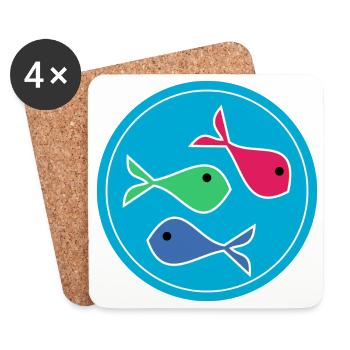SARDINE. FISH. APRIL FOOL. EASTER. SEA - Coasters (set of 4) - white - Front