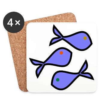 SARDINE. POISSON. POISSON D'AVRIL. PÂQUES. MER - Dessous de verre (lot de 4) - blanc - Devant