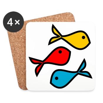 SARDINE. POISSON. POISSON D'AVRIL. PÂQUES. MER - Dessous de verre (lot de 4) - blanc - Devant