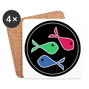 SARDINE. FISH. APRIL FOOL. EASTER. SEA - Coasters (set of 4) - white - Front