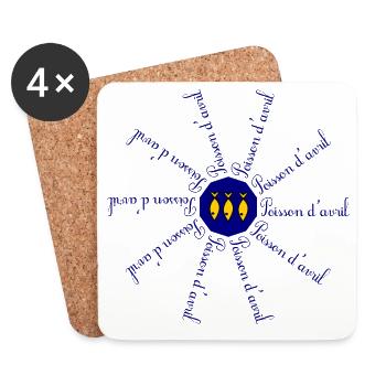 SARDINE. POISSON. POISSON D'AVRIL. PÂQUES. MER - Dessous de verre (lot de 4) - blanc - Devant