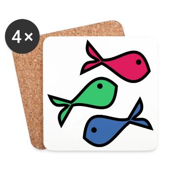 SARDINE. FISH. APRIL FOOL. EASTER. SEA - Coasters (set of 4) - white - Front